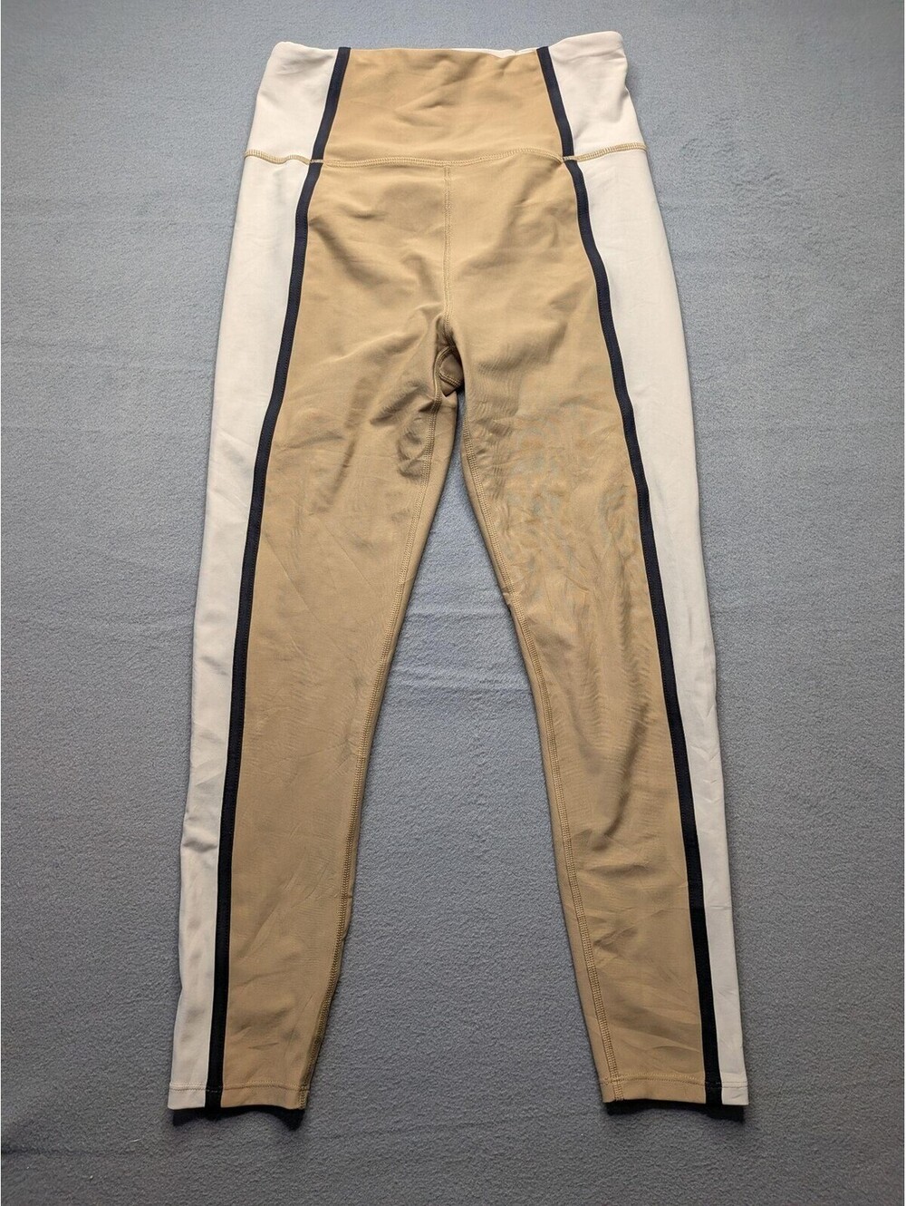 Sage Collective Leggings Womens S Beige High Waist Ankle Colorblock Stripe Yoga